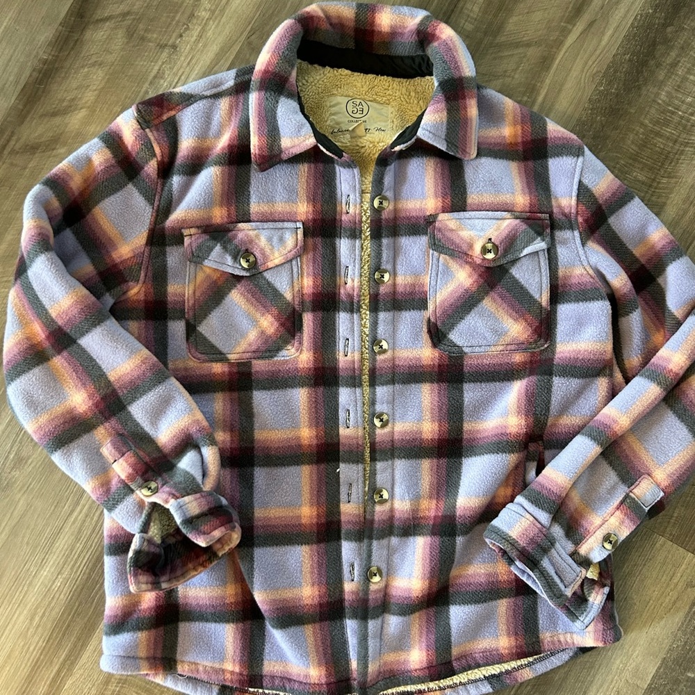 Women’s Cozy Plush Shacket in Purple and Pink